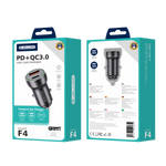 JELLICO ładowarka samochodowa F4 PD 20W 1xUSB-C + 1xUSB QC3.0 + kabel USB-C Czarny