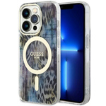 Guess GUHMP14LHLEOPWB iPhone 14 Pro 6.1"niebieski/blue hardcase Leopard MagSafe