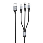 Kabel 3w1 USB A do Lightning / Micro USB / USB C Hoco 2,4A 1 m X102 czarny