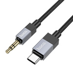 Kabel AUX Jack 3,5 mm (męski) do USB C (męski) Hoco 1 m UPA32B czarny