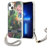 Guess GUHCP13MHFLSB iPhone 13 / 14 / 15 6.1" niebieski/blue hardcase Flower Strap