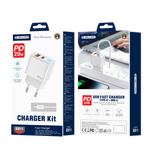 JELLICO ładowarka sieciowa EU11 PD 20W 1xUSB-C + 1xUSB QC3.0 + kabel USB-C - Lightning Biały