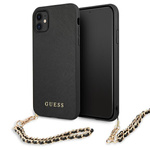 Guess GUHCN61SASGBK iPhone 11 6,1" / Xrczarny/black hardcase Saffiano Chain
