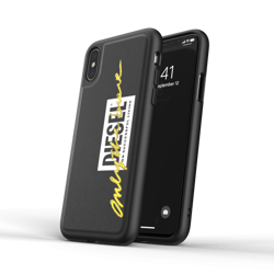 DIESEL MOULDED CASE EMBROIDERY IPHONE X/XS CZARNY/ŻÓŁTY