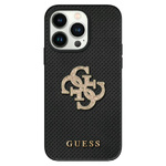 Guess GUHCP15SPSP4LGK iPhone 15 / 14 / 13 6.1" czarny/black hardcase Leather Perforated 4G Glitter Logo