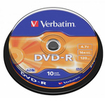 Verbatim Płyta DVD-R 4.7GB 16x AZO       srebrny/silver 10szt 43523