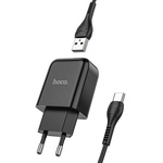 Ładowarka sieciowa do telefonu Hoco USB A 2A 10W + kabel USB A do USB C N2 czarna