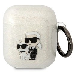 Karl Lagerfeld KLA2HNKCTGT Airpods 1/2 cover transparent Gliter Karl&amp;Choupette