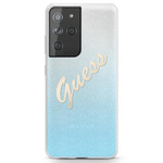 Guess GUHCS21LPCUGLSBL S21 Ultra G998niebieski/blue hardcase Glitter Gradient Script