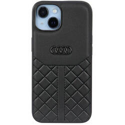 AUDI GENUINE LEATHER IPHONE 14 / 15 / 13 6.1" CZARNY/BLACK HARDCASE AU-TPUPCIP14-Q8/D1-BK