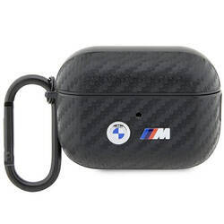 BMW BMAP2WMPUCA2 AIRPODS PRO 2 (2022/2023) COVER CZARNY/BLACK CARBON DOUBLE METAL LOGO