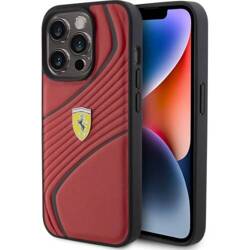 Etui Ferrari HardCase Twist Metal Logo do iPhone 15 Pro, czerwone