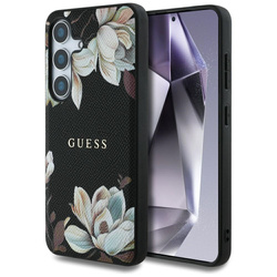 Etui Guess Grained Printed Flower         Pattern MagSafe do Samsung Galaxy S25 czarny