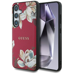 Etui Guess Grained Printed Flower         Pattern MagSafe do Samsung Galaxy S25 fuksja