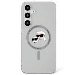 Etui Karl Lagerfeld Button Karl &         Choupette Heads Printed Logo MagSafe Samsung Galaxy S25 czarny