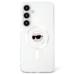 Etui Karl Lagerfeld Button Karl Head      Printed Logo MagSafe Samsung Galaxy S25 biały