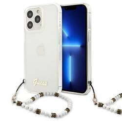 GUESS GUHCP13LKPSWH IPHONE 13 PRO / 13 6,1" TRANSPARENT HARDCASE WHITE PEARL