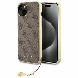 GUESS GUHCP15MGF4GBR IPHONE 15 PLUS / 14 PLUS 6.7" BRĄZOWY/BROWN HARDCASE 4G CHARMS COLLECTION