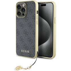 GUESS GUHCP15XGF4GGR IPHONE 15 PRO MAX 6.7" SZARY/GREY HARDCASE 4G CHARMS COLLECTION
