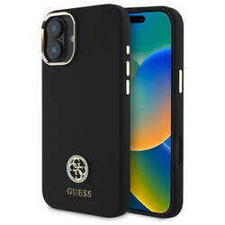 Guess GUHCP16SM4DGPK iPhone 16 6.1"       czarny/black hardcase Silicone Logo Strass 4G