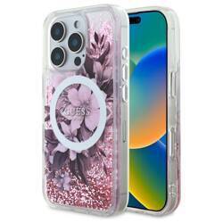 Guess GUHMP16LLFMWTP iPhone 16 Pro 6.3"   różowy/pink hardcase Liquid Glitter Flower MagSafe