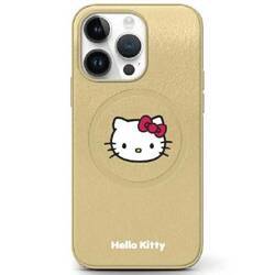 Hello Kitty HKHMP15SPGHCKD iPhone 15 6.1" złoty/gold hardcase Leather Kitty Head MagSafe