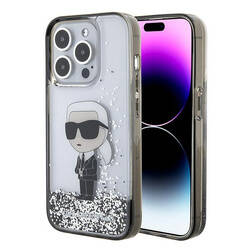 KARL LAGERFELD KLHCP15LLKKNSK IPHONE 15 PRO 6.1" TRANSPARENT HARDCASE LIQUID GLITTER IKONIK