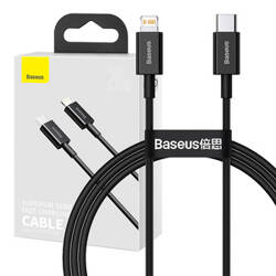 Kabel USB-C do Lightning Baseus Superior Series CATLYS-A01, 20W, PD, 1m (czarny)