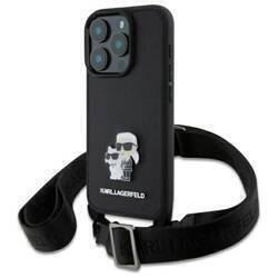 Karl Lagerfeld KLHCP16LSAKCPBK iPhone 16  Pro 6.3" czarny/black hardcase Saffiano Karl&Choupette Metal Pin CBDY Strap