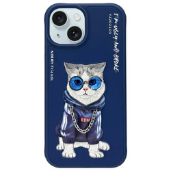 Nimmy etui iPhone 15 6.1" niebieski/blue  Glasses Cool Cat