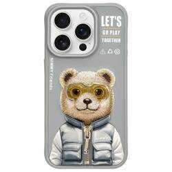 Nimmy etui iPhone 15 Pro 6.1" szary/gray  Cool&Cute 2.0 Bear